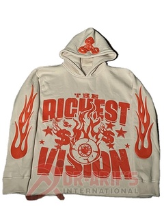 <b>Wholesale</b> Custom Men's Eco-Friendly Breathable Printed Distressed Cropped Hoodie <b>Flared</b> <b>Sweatpants</b> 3D DTG Streetwear for Winter - Product Image 4