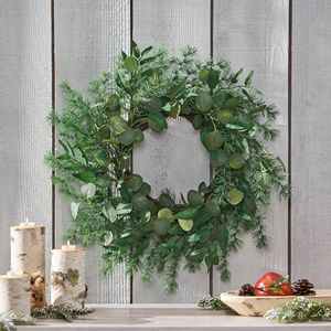 Ghirlanda di Foglie di Eucalipto da 25,5 Pollici, Grande Ghirlanda Decorativa Artificiale per Tutte le Stagioni, per Porta d'Ingresso, Primavera, Autunno, Inverno, Stile Rustico - Product Image 1