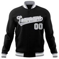 Veste universitaire personnalisée ERID SPORTS unisexe noire et blanche unie coupe-vent en polyester/coton avec nom et numéro d'équipe brodés sur le devant simple