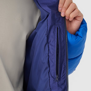 Men's Blue Hooded Collar Zipper Closure Waterproof Windproof <b>Reversible</b> Casual Winter Puffer <b>Jacket</b> Polyester 2026 High Street - Product Image 6