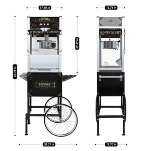 Commercial <b>Popcorn</b> <b>Machine</b> with Vintage Style 20 Ounce Kettle Tempered Glass Warming Deck Cart on Wheels 1440 Popper - Product Image 2