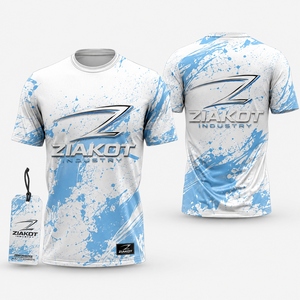 Camiseta Deportiva 3D ZIAKOT para Hombre, Diseño Nuevo, Estampado de Grafiti Personalizado, Blanco-Azul Claro - Product Image 1