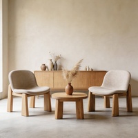 Fauteuil de salon personnalisé en chêne rouge massif, style nordique, avec rembourrage doux pour salon, chambre et projets hôteliers
