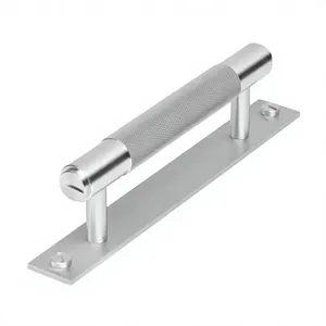 Luxury Brass Back Plate Cabinet Handle with Textured Grip Minimalist Design Durable Furniture <b>Hardware</b> for Kitchen Cabinet - Product Image 1