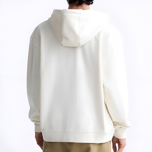 Sudadera con capucha cremosa estilo vintage con cremallera, chaqueta casual minimalista de streetwear, mezcla de algodón, cremallera completa, personalización de marca, OEM, ODM - Product Image 2