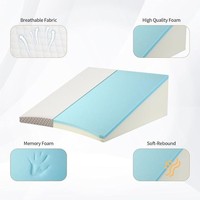 Coussin triangulaire en mousse à mémoire de forme rafraîchissante, avec housse amovible, pour post-chirurgie, reflux acide, et contre le ronflement