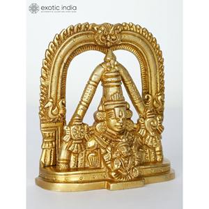 4 "tiprupati balaji รูปปั้นทองเหลืองรูปปั้นครึ่งตัว vateshvara กับ DEVI lakshmi งานศิลป์ขนาดเล็ก - Product Image 2