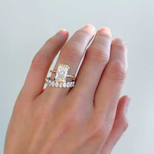 Wholesale F VS Radiant Lab Grown Diamond Half Bezel <b>Ring</b> 14K Real Gold 3 Carat IGI Certified Solitaire Band Factory Supplier - Product Image 2