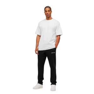 Custom <b>Mens</b> Logo Fleece <b>Trousers</b> Relaxed Fit <b>Drawstring</b> Waist Open Hem Casual Sweatpants OEM Clothing Factory Wholesale Supplier - Product Image 1