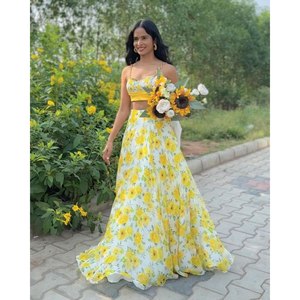 ชุดราตรีที่สวยงามกระจกทำงานจริง lehenga choli สำหรับงานปาร์ตี้ - Product Image 4