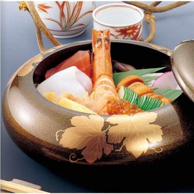 Luxury, Simple Design ABS Resin Chirashi Sushi Serving Tray for Home Use, Professional Use Sushi Oke Chirashi Box Serveware