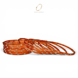 Wholesale Kashmiri Vibrant Orange Raindrop Glass <b>Bangles</b> Set Party Wear Trendy <b>Bracelet</b> Crystal Embellishment for Women - Product Image 4