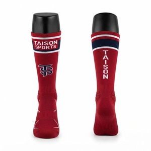 Premium 280 GSM Wool/Spandex Netball <b>Socks</b> <b>Moisture</b> Wicking Red Navy White Cushioned Fit Custom Knitted Logo Men's No Show - Product Image 1