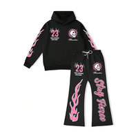 Ensemble de survêtements pour hommes en 2 pièces, sweat-shirts graphiques Y2K, pantalon de survêtement évasé
