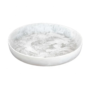 Assiette de service ronde moderne en résine polie pour cuisine, maison, hôtel, restaurant, couleur argent - Product Image 3
