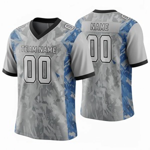 Jersey de Fútbol Americano Personalizable con Cuello en V Azul, Sublimado, con Nombre y Número del Equipo, Absorbente de Humedad, Manga Corta, 100% - Product Image 6