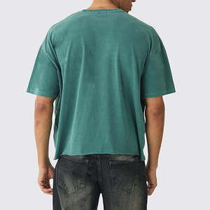 Camiseta de Algodón Grueso Transpirable de Manga Corta, Top Oversize de Color Verde Azulado a la Moda, Personalizable con Marca, Material 100% Algodón Premium - Product Image 2