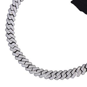 Cadena cubana de diamante de moissanita de 15MM hecha a mano de alta calidad, cadena de eslabones cubanos de Miami de plata 925 completamente helada, collar al por mayor - Product Image 1