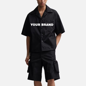 High Quality Men's Cotton Hip Hop Printed Windbreaker <b>Jacket</b> Shorts Set Two-Piece Solid Eco-Friendly Summer Tracksuits - Product Image 4