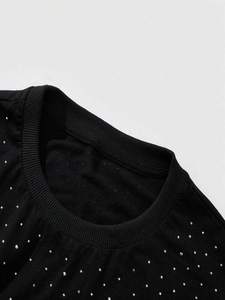 เสื้อยืดโอเวอร์ไซส์สีดำลายกราฟิกลอสแอนเจลิสประดับคริสตัลพรีเมียม ผ้าคอตตอนหนา สไตล์สตรีทแวร์ รับผลิตเสื้อผู้ชาย OEM - Product Image 6