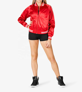 Women Wholesale New Style Satin Bomber Jackets Ladies Winter Long Sleeves Outdoor Coats Dance Bomber Jackets - Product Image 4