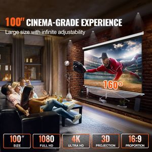 Pantalla de Proyección Retráctil Manual Portátil de 100 Pulgadas 16:9 4K 1080 HD con Función de Bloqueo Automático para Películas en Casa - Product Image 2