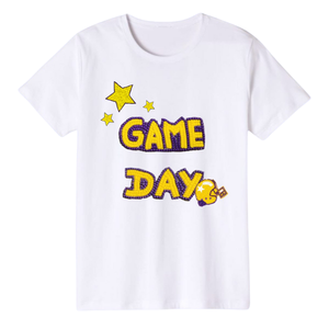 Camisetas de Mujer Transpirables de Moda OEM/ODM Listas para Usar, Personalizadas para el Día del Partido, con Bordado de Lentejuelas, 100% Algodón, Cuello Redondo - Product Image 3