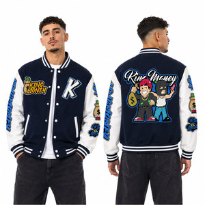 High Quality Customizable Men's Bomber <b>Jacket</b> with <b>Patchwork</b> Ripped Embroidery Letter Spot Design-Breathable Winter Oversized - Product Image 2