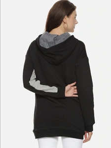 Sudadera con Capucha para Mujer, Diseño Color Block, Manga Larga, Mezcla de Algodón, Tejido de Punto, Informal, con Bolsillos, Logotipo Estampado en la Parte Delantera, Estilo Otoñal - Product Image 3