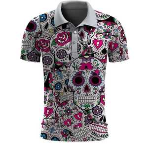Men's Casual <b>Gothic</b> Skulls Pattern Short Sleeve for <b>Shirt</b> Digital Printed 100% Cotton Knitted Fabric Breathable Regular Fit - Product Image 6