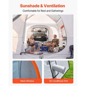 Tenda da Campeggio per SUV 5-9 Persone 13x10 FT, Tenda per Portellone Posteriore 3 Stagioni con Finestre Ventilate e Doppio Strato Impermeabile PU2000mm - Product Image 6