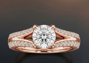 Bague de fiançailles en or rose avec diamant, pour femme, diamant rond brillant cultivé en laboratoire, certifié IGI, style classique, bijoux - Product Image 4