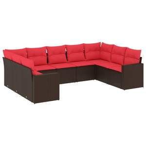 Juego de sofás de patio de ratán sintético marrón de 9 piezas con cojines, elegante colección de muebles para exteriores - Product Image 2