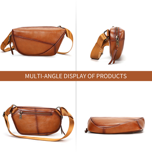 Bolso de Hombro de Cuero Vintage para Hombre, Mochila Deportiva de Viaje, Riñonera de Cuero, Bolso de Pecho de Cuero Genuino para Hombre - Product Image 2