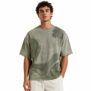 T-shirt décontracté de haute qualité à épaules tombantes, effet délavé, en coton doux pour un style moderne et un confort optimal - Product Image 1