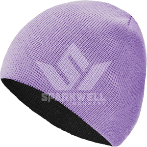 SPARKWELL INDUSTRIES <b>Green</b> Acrylic Dobby Beanie <b>Hat</b> Black Trim Unisex Winter Sports Flat Knitted 56-58CM Solid Color - Product Image 3