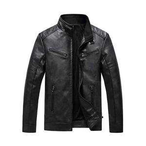 Veste en cuir imperméable et écologique de style motard classique pour hommes, avec logo frontal, pour motards et hommes modernes - Product Image 2