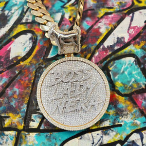 Men's Iced 925 <b>Silver</b> Big Circle Moissanite Diamond Letter Pendant Goat Bail Custom <b>Name</b> Initial Hip Hop Style for Rapper Party - Product Image 3