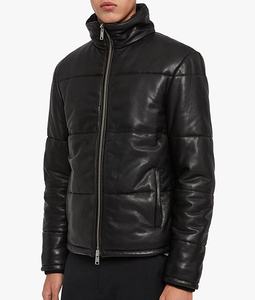 Chaqueta Acolchada de Cuero Sintético para Hombre, Tallas Grandes, Personalizada, de Alta Calidad, Impermeable, con Capucha, para Invierno, Marca Privada - Product Image 3