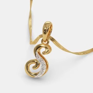 Elegant gold diamond pendant for women fine jewelry gift for wedding anniversary daily wear with modern C stylish design - Product Image 1