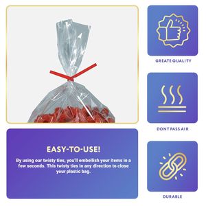 Legature metalliche rosse da 4 pollici 2000 confezione con rivestimento in plastica sacchetti per il pane riutilizzabili legacci tortuosi leggeri pesanti da 4 pollici - Product Image 4