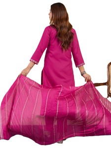 Conjunto de Kurta y Pantalón Bordado Tradicional y Elegante para Mujer, con Dupatta a Juego, Completamente Cosido, Diseño de Salwar Kameez - Product Image 4
