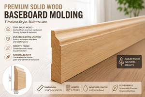 Moulures en bois EFS-M-101 à EFS-M-109, 96 pouces, design traditionnel, plinthes décoratives pour la construction, surface brute - Product Image 2