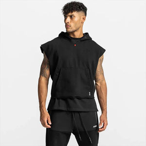 Camiseta sin mangas con capucha para hombre, estilo coreano, sudadera extragrande, transpirable, para fitness, gimnasio, deportes, chaleco, ropa deportiva informal de verano - Product Image 3