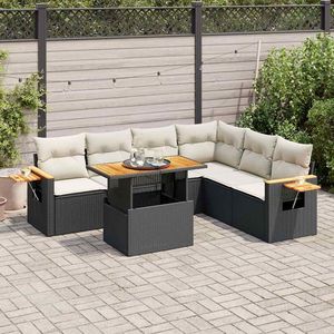 Set di divani da giardino in polyrattan nero da 6 pezzi con cuscini - Product Image 1