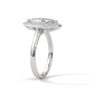Elegant 14K White Gold Ring Comes With Marquise Cut Lab Grown Diamond Halo Setting GRA Certified Custom Engagement Ring <b>For</b> <b>Her</b> - Product Image 2