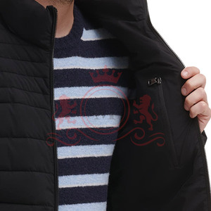 <b>Men</b> Black Puffer <b>Jacket</b> <b>Lightweight</b> Quilted Stand Collar Full Zip Custom Logo Puffer <b>Jacket</b> - Product Image 2