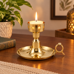 Candelabro de Latón Hecho a Mano con Diseño de Estrella, Portavelas Decorativo para Centro de Mesa, Decoración del Hogar - Product Image 3