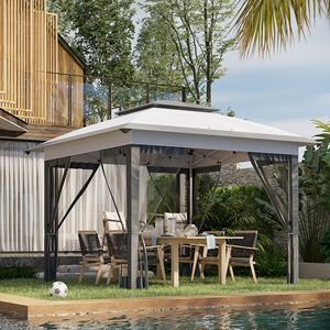 Gazebo Pieghevole Istantaneo 12x12 con Pareti Laterali in Rete, Altezza Regolabile a 3 Livelli, Borsa per il Trasporto, Grigio, per Cortile - Product Image 2