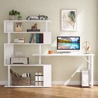 Bureau d'angle moderne en forme de L Tribesigns avec rangement bureau d'ordinateur réversible rotatif avec étagère à 5 étagères
